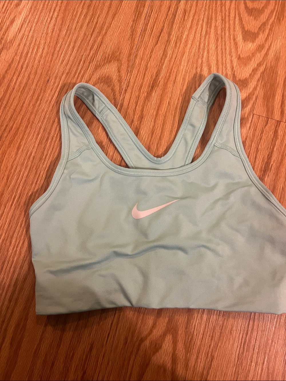 Nike Sage Green Racerback Sports Bra with Light Pink Swoosh